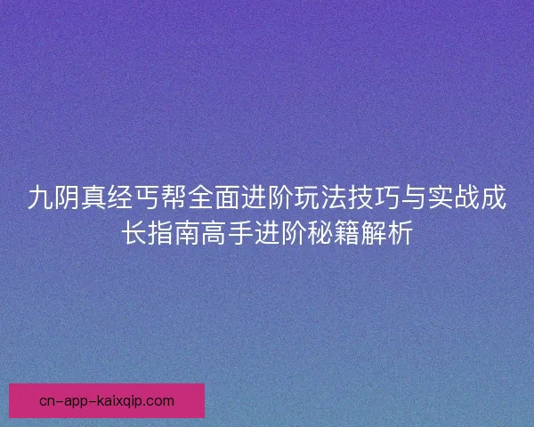 九阴真经丐帮全面进阶玩法技巧与实战成长指南高手进阶秘籍解析