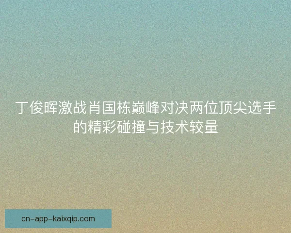 丁俊晖激战肖国栋巅峰对决两位顶尖选手的精彩碰撞与技术较量