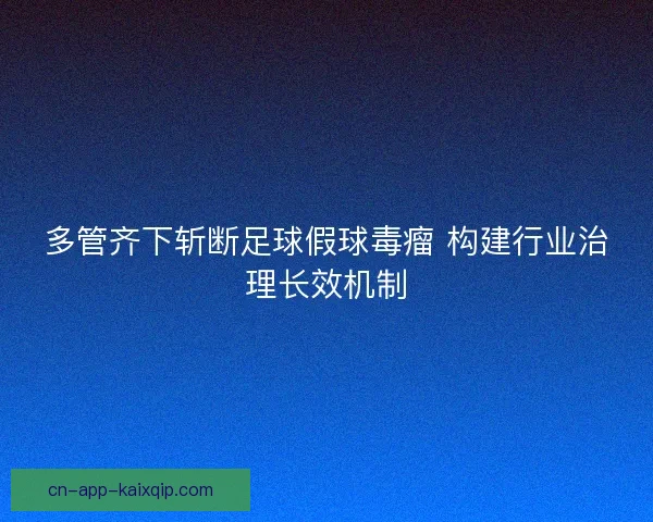 多管齐下斩断足球假球毒瘤 构建行业治理长效机制