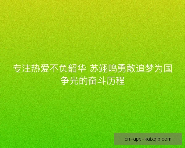 专注热爱不负韶华 苏翊鸣勇敢追梦为国争光的奋斗历程 专注热爱不负韶华 苏翊鸣勇敢追梦为国争光的奋斗历程